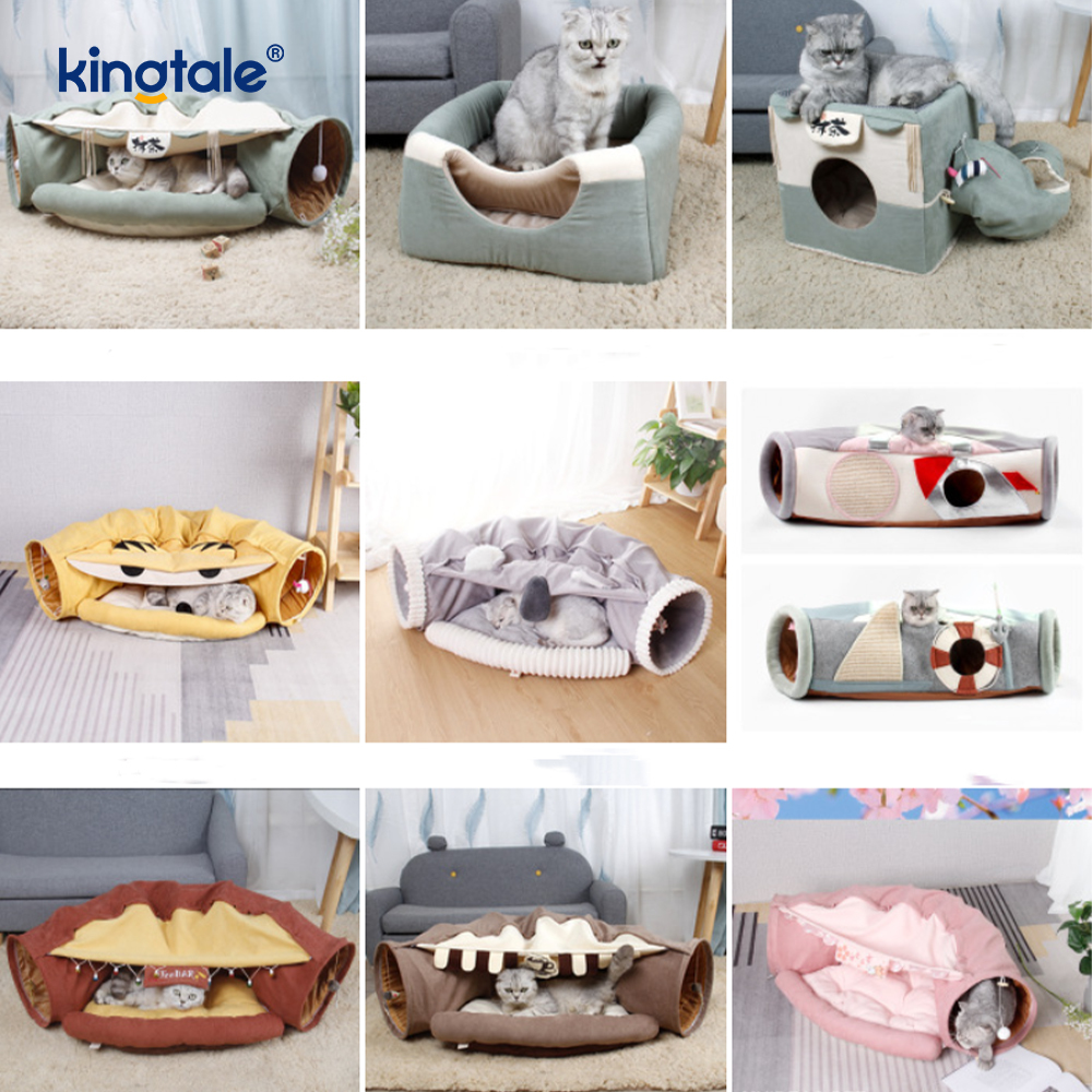 Sammenleggbar Cat Play Tunnel Interactive Toy Maze Cat House Tunnels innendørs