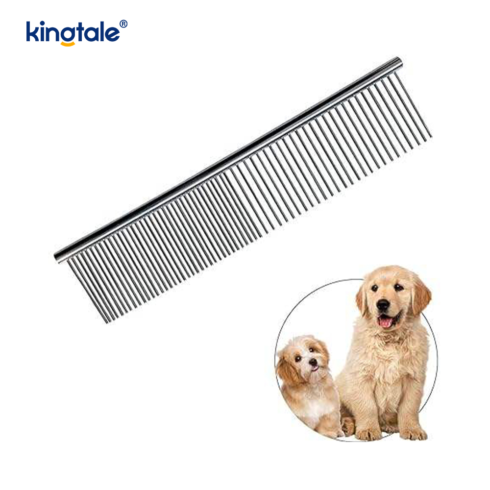 Hundekam i rustfritt stål for stell, kattekam i metall for å fjerne floker og knuter