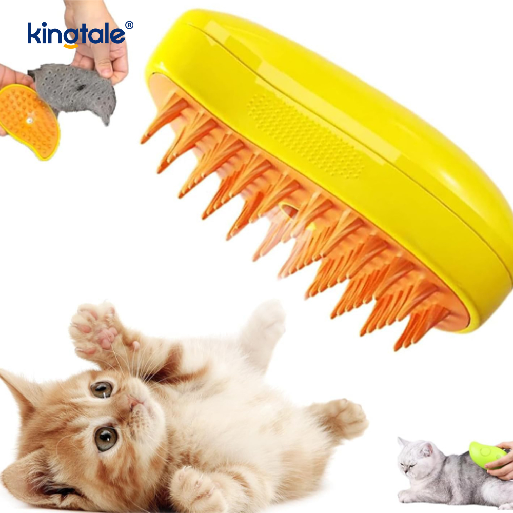 Cat Steam Brush 3 In 1 Steamy Pet Brush Silikonmassasje Hundehårfjerner Kam