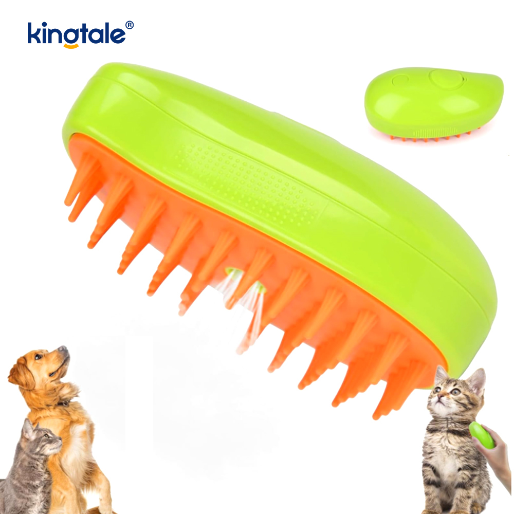 Cat Steam Brush 3 In 1 Steamy Pet Brush Silikonmassasje Hundehårfjerner Kam