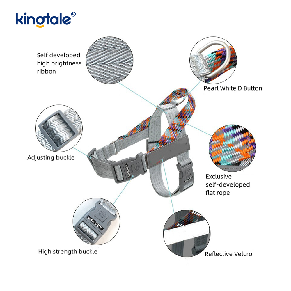 Utviklet Braid Nylon Webbing Highlight Reflekterende Hundesele