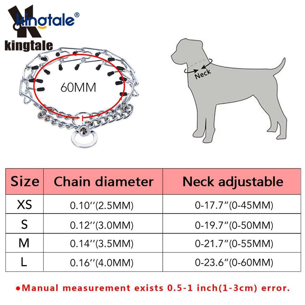 Pet Pinch Choke Halsbånd Carbon Steel Metal Prong Hundetreningshalsbånd