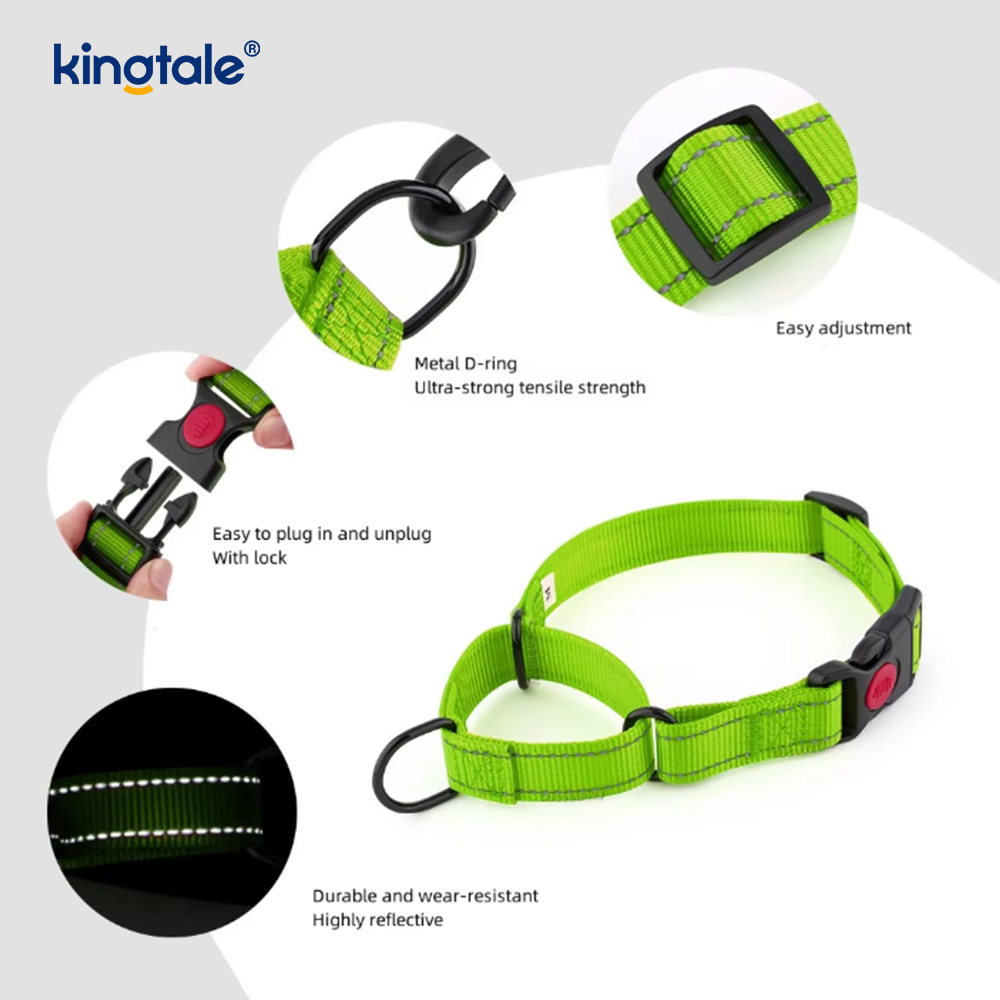 Quick Release No Pull Reflekterende Justerbar Nylon Martingale Hundehalsbånd