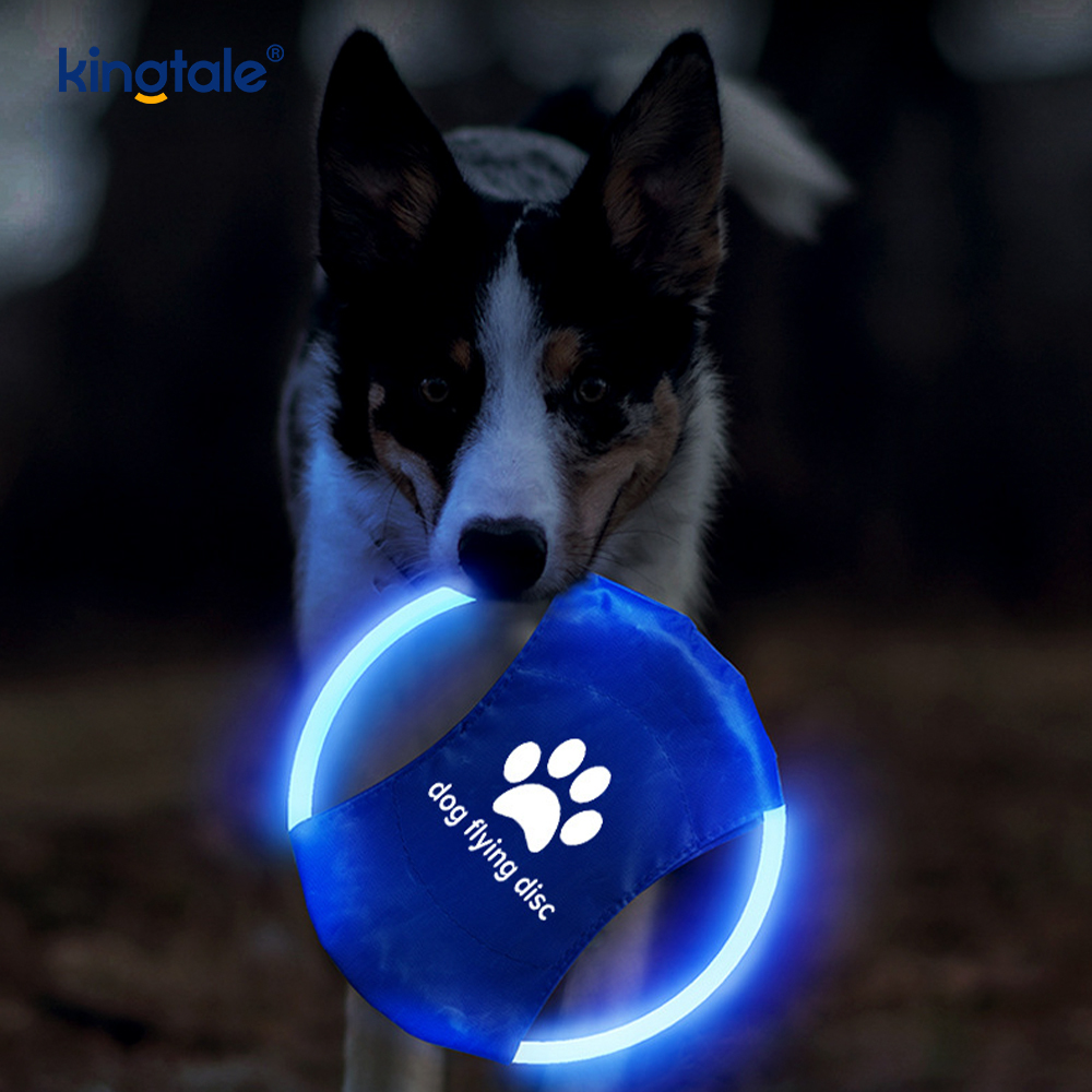 LED oppladbart lys-opp pet frisbee hundetrening leketøy