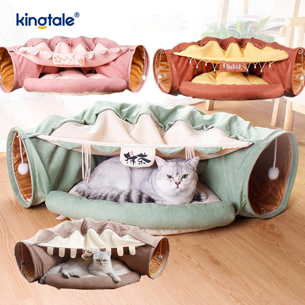Sammenleggbar Cat Play Tunnel Interactive Toy Maze Cat House Tunnels innendørs