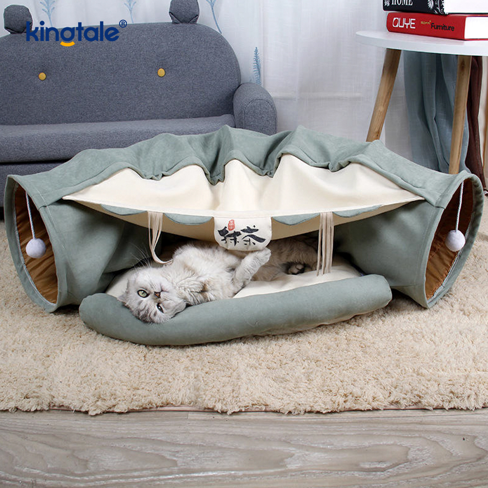 Sammenleggbar Cat Play Tunnel Interactive Toy Maze Cat House Tunnels innendørs