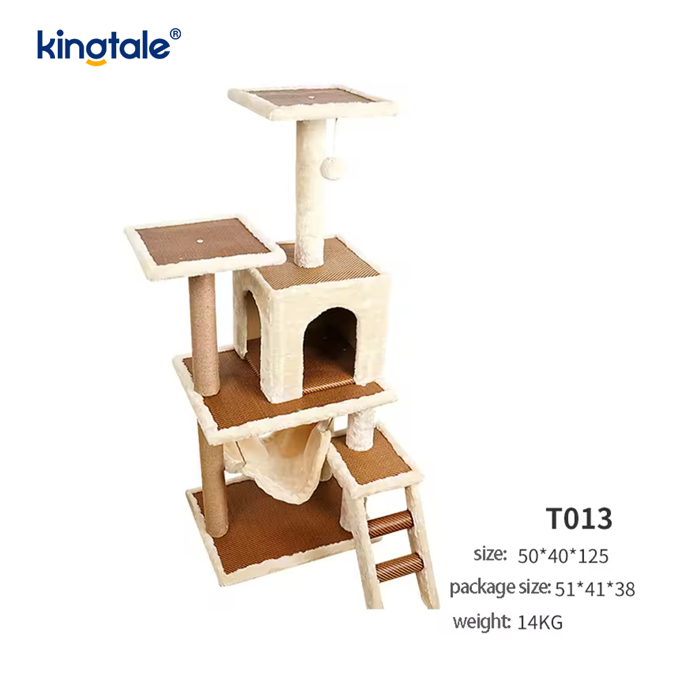 Naturlig sisal Cat Tree Tall Cat Tower Plush Multi-Level Condo