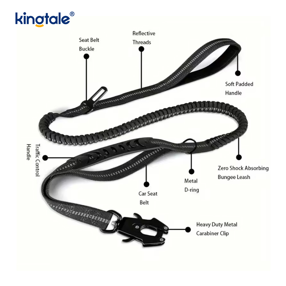 Reflekterende nylon sikkerhetsbånd Elastisk buffer Solid hundebilsete