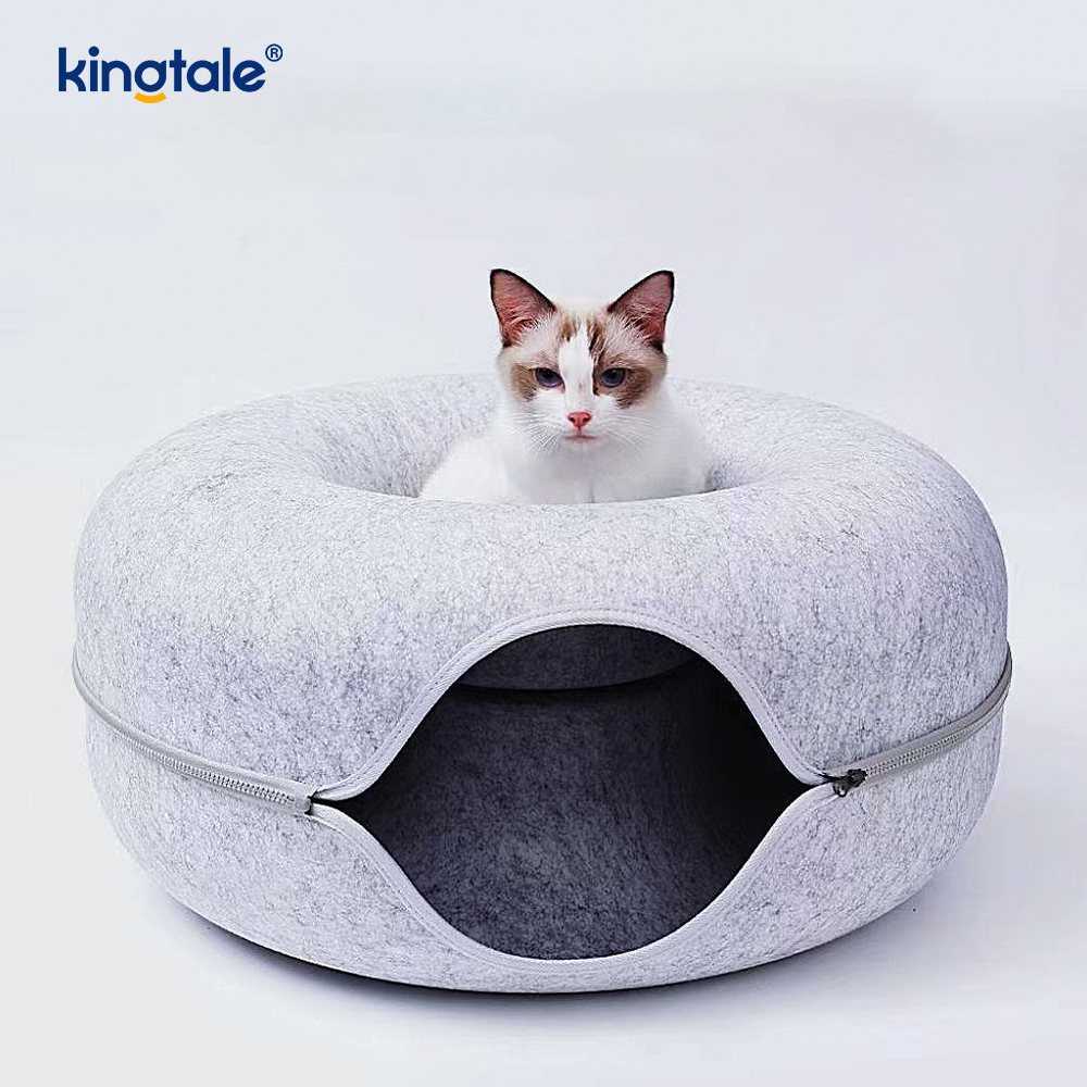 Avtakbar rund filt og vaskbar interiør Cat Play Tunnel Cat Cave Bed