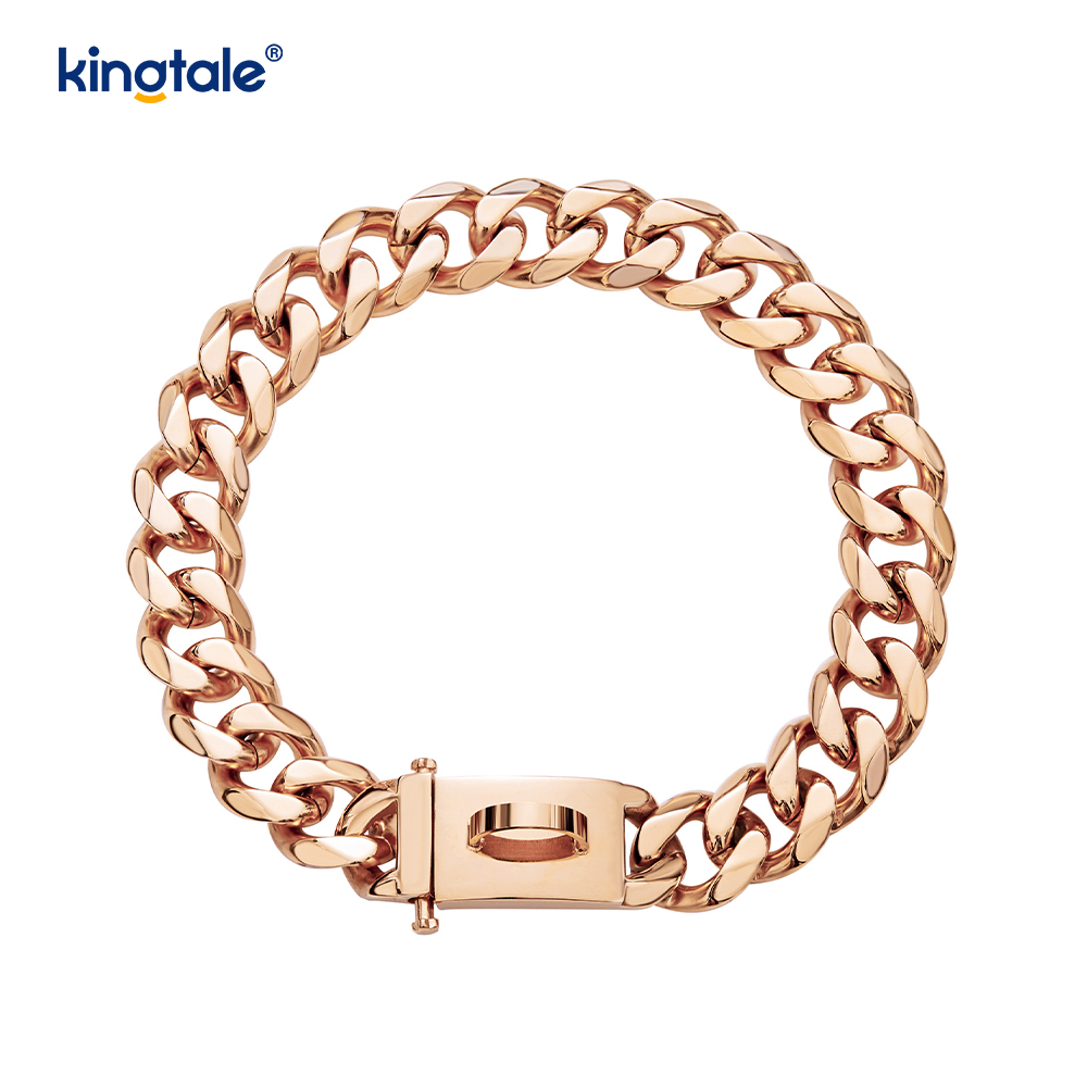 Motebelagt rustfritt stål Pet Cuban Link Dog Choke Chain Halsbånd