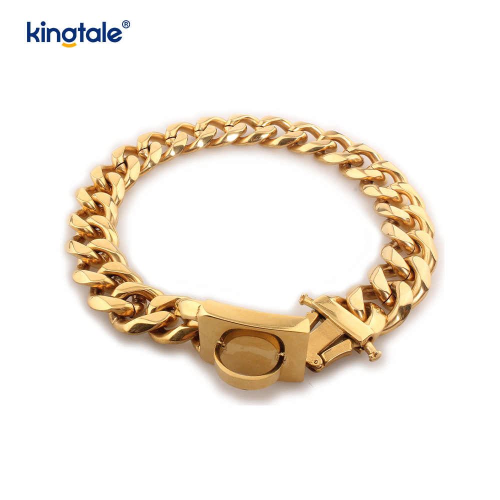 Motebelagt rustfritt stål Pet Cuban Link Dog Choke Chain Halsbånd